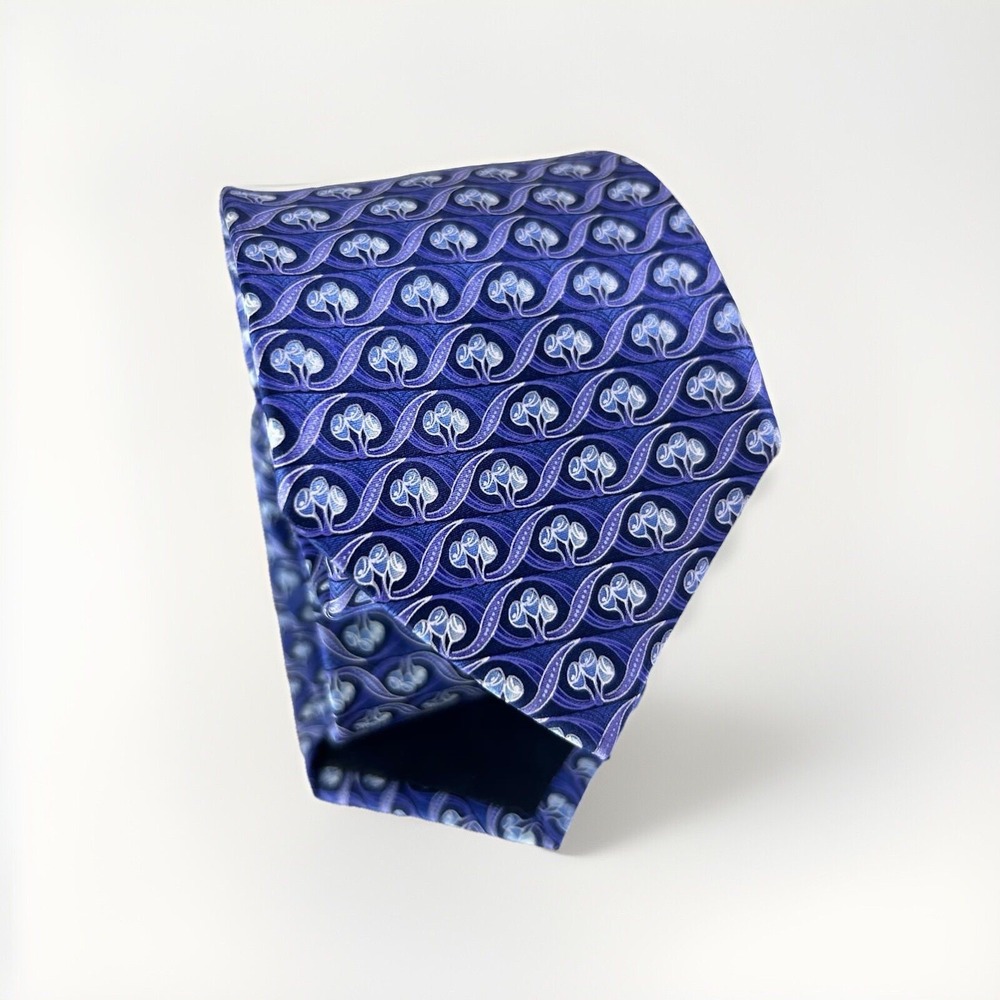 VALENTINO Current Blue Floral‎ Pattern Luxury 100% Silk Tie Made In Italy W:2.8"